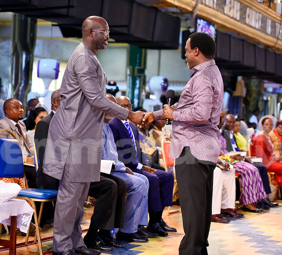 George Weah went to the church TB Joshua