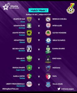 GPL match week one fixtures