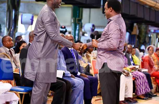 George Weah visited TB Joshua at his church