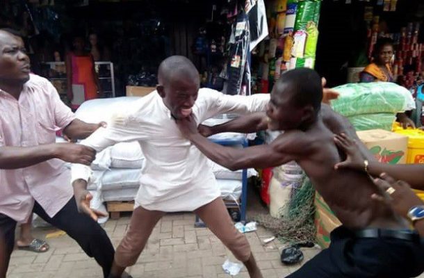 fight2 | Ghanaguardian.com The public cheer as the two Kumasi preachers exchanges blows over money
