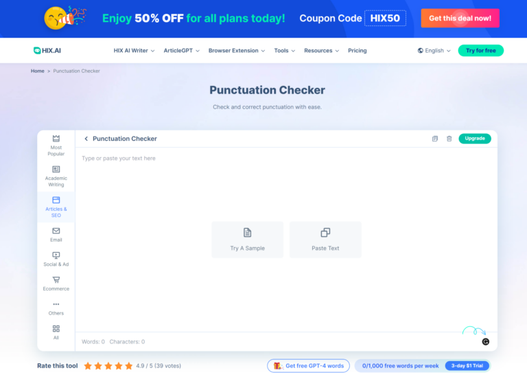 HIX Punctuation Checker Review: Punctuate With No Error