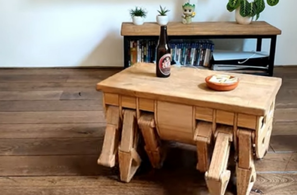 The Carpentopod: A Moving Coffee Table That Brings You Beer or Coffee