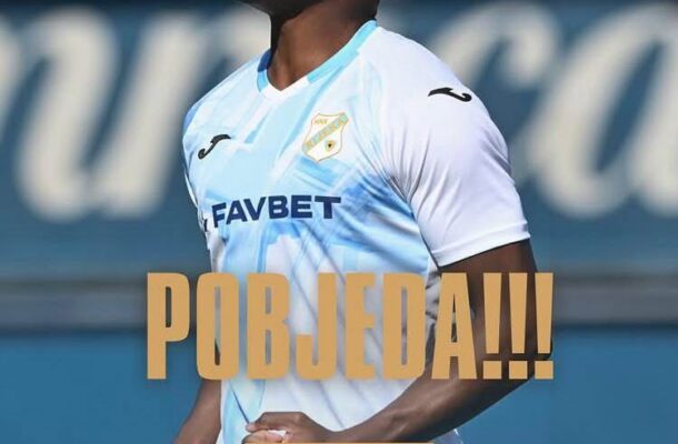 Celebrating footballer in a light-blue kit shouting with joy; POBJEDA!!! overlay and a 0:3 score with team crests (HNK Rijeka on left).