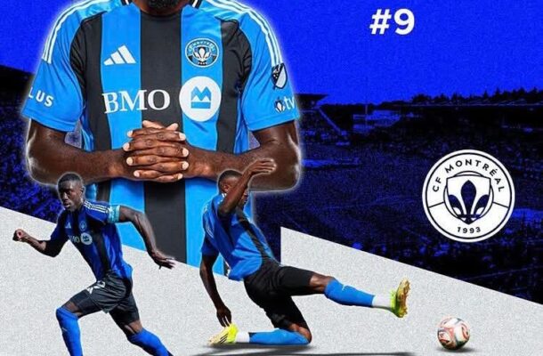 Award poster featuring Prince Owusu #9, player of the month with CF Montreal logo, April 2026.