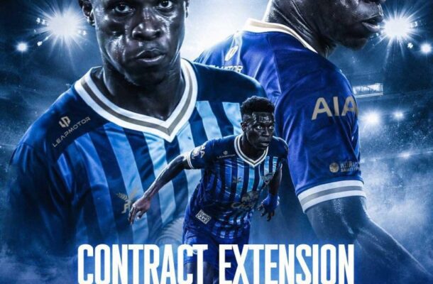 Poster for Contract Extension: two football players in blue striped jerseys under stadium lights, Richmond Darko included