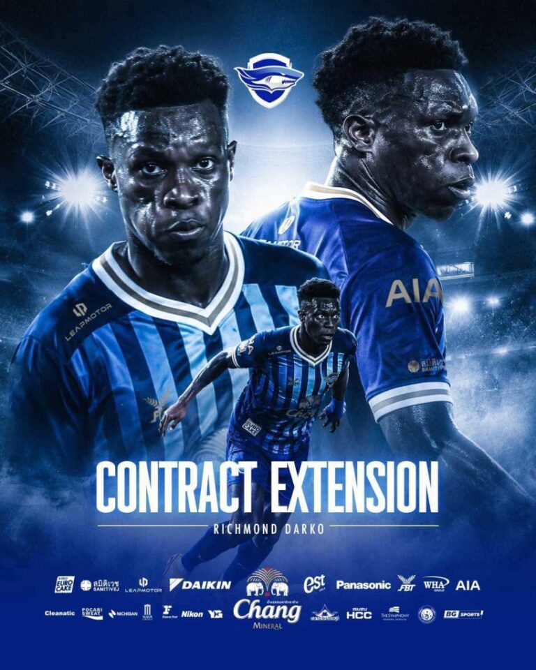 Poster for Contract Extension: two football players in blue striped jerseys under stadium lights, Richmond Darko included