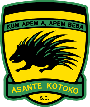 IMG_0663 | Ghanaguardian.com Asante Kotoko S.C. club crest: yellow shield with a black porcupine, green border, and a green banner reading 'ASANTE KOTOKO' beneath; motto band 'KUM APEM A, APEM BEBA' above.