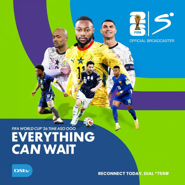 Promotional FIFA World Cup poster with multiple footballers and the bold headline 'EVERYTHING CAN WAIT'.