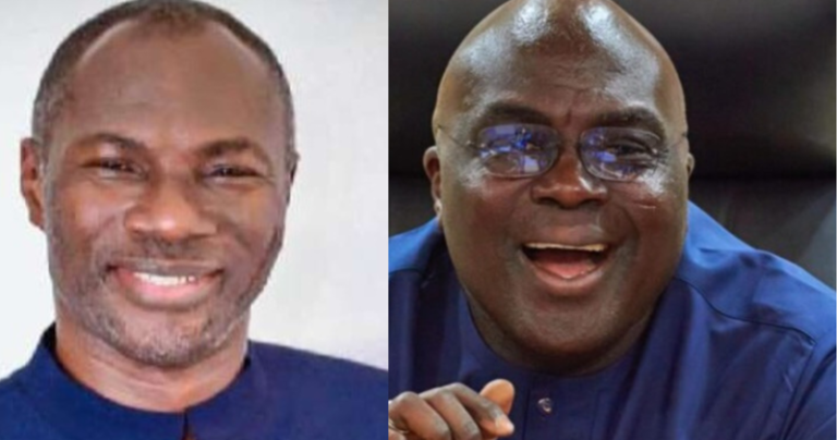 Two men smiling at the camera, shown side by side in blue shirts.