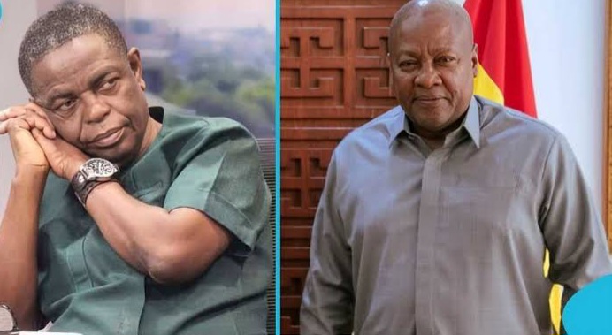 Two men shown side by side: left, a thoughtful man in green medical scrubs resting his chin on folded hands with a watch; right, a man in a gray button-down shirt standing in front of a wooden panel and a flag.