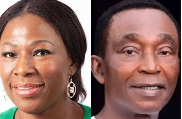 Two portraits side by side: smiling woman in a green top (left) and smiling man in a white shirt (right).