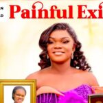 Cover image with a smiling woman in a purple off-shoulder dress, framed photo and trophy on a pale yellow background, and the bold red title 'Painful Exit' at the top.