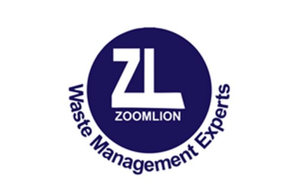 Logo for Zoomlion Waste Management Experts: dark blue circle with white ZL letters and the word 'ZOOMLION' beneath, curved text 'Waste Management Experts' around the circle.