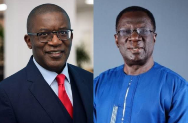 Ameyaw Ekumfi | Ghanaguardian.com Two men shown side by side: left is a smiling man in a dark suit with a red tie, right is a man in a blue traditional outfit.