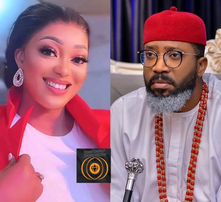Smiling woman on the left wearing red clothing and statement earrings, split-screen with a bearded man wearing a red fez and glasses on the right.