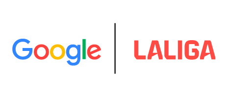 Google logo beside LaLiga logo with a vertical divider, representing a Google–La Liga partnership.