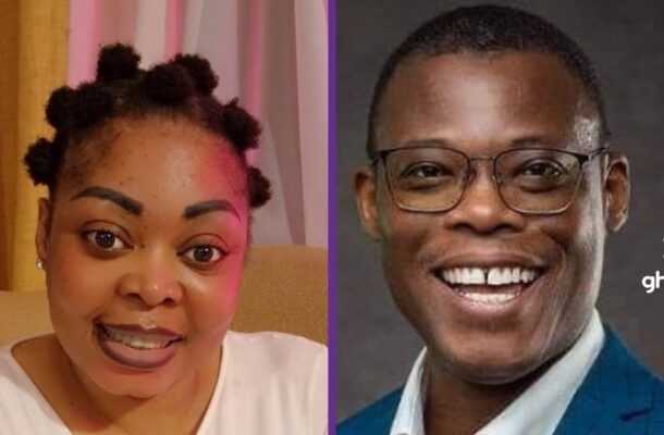 Side-by-side: left a smiling woman with bantu knots, right a smiling man in a blue suit with glasses.