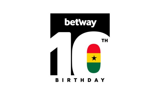 Betway 10th birthday logo featuring a bold 10 and a Ghana flag badge