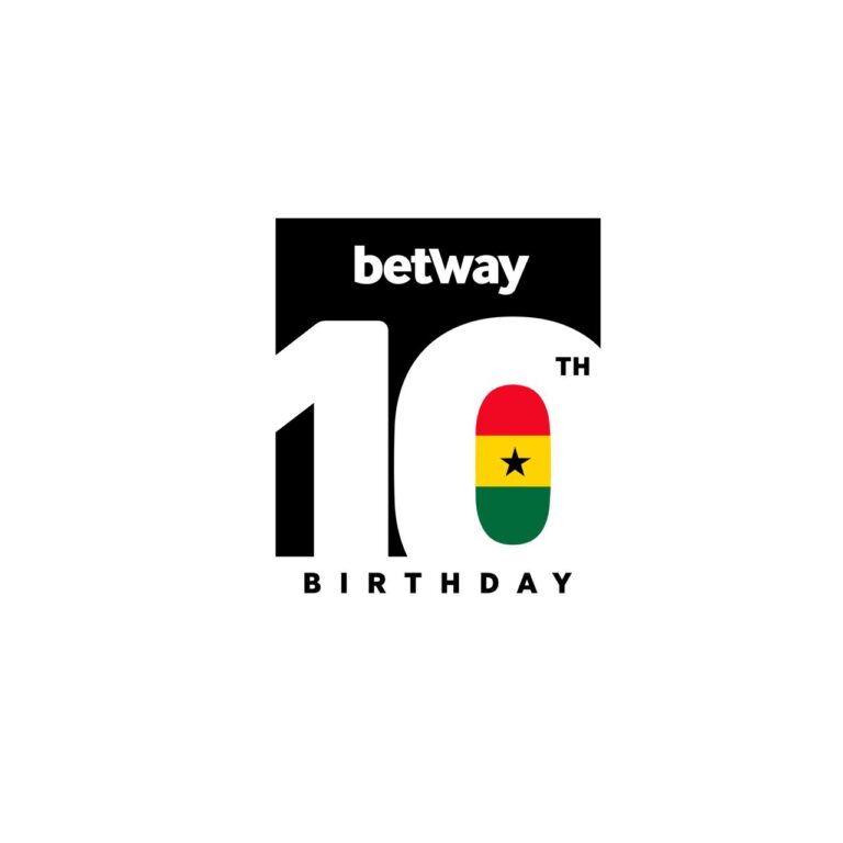 Betway 10th birthday logo featuring a bold 10 and a Ghana flag badge