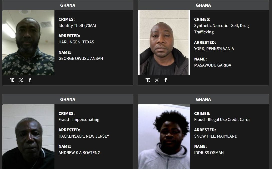 Suspect: GEORGE OWUSU ANSAH — Crimes: Identity Theft (70AA); Arrested in Harlingen, Texas; Name: George Owusu Ansah — (panel 1)