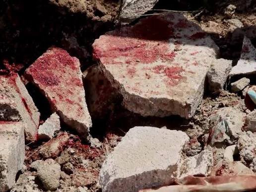 blocks killing | Ghanaguardian.com Rubble of broken concrete blocks and dirt with reddish stains on some surfaces