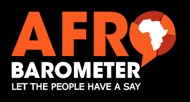 images | Ghanaguardian.com Afrobarometer logo: orange 'AFRO' with Africa map motif, white 'BAROMETER' subtitle, and 'Let the people have a say' tagline on black background.