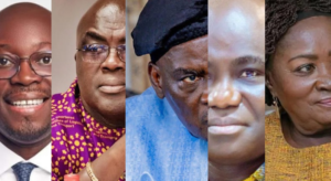 Collage of five close-up portraits of smiling people from diverse backgrounds.