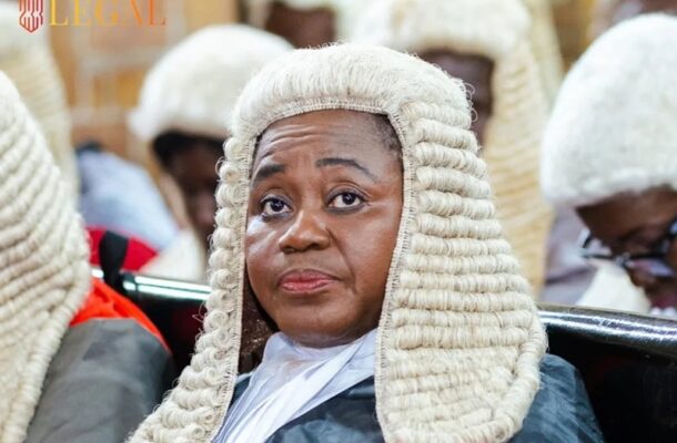 IMG-20260714-WA0032 | Ghanaguardian.com Female lawyer wearing a white barrister wig sits in a courtroom, with a 'LEGAL' logo in the top-left corner.