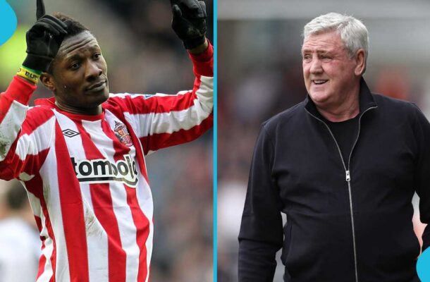 Split image: left shows a male footballer in a red-and-white striped jersey celebrating with raised arms; right shows an older man in a black zip-up jacket smiling.