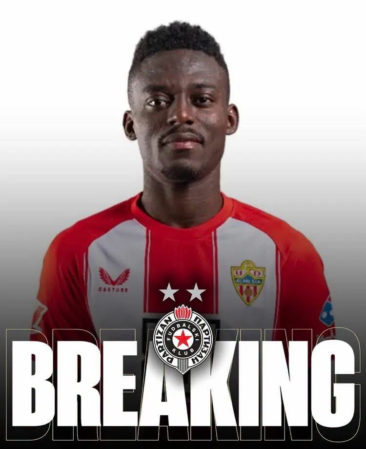 Portrait of a male soccer player in a red-and-white striped jersey with club crest, standing against a white-to-gray gradient with a bold 'BREAKING' overlay.