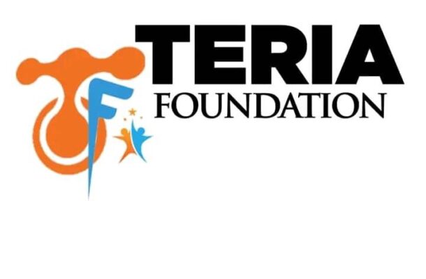 no_translation_12358_e0cy2fufqun7bgm01pwyz9lm_no_translation_translation | Ghanaguardian.com TERIA Foundation logo with bold 'TERIA' text and 'FOUNDATION' subtitle, plus an orange abstract symbol and a blue 'F' with small stars